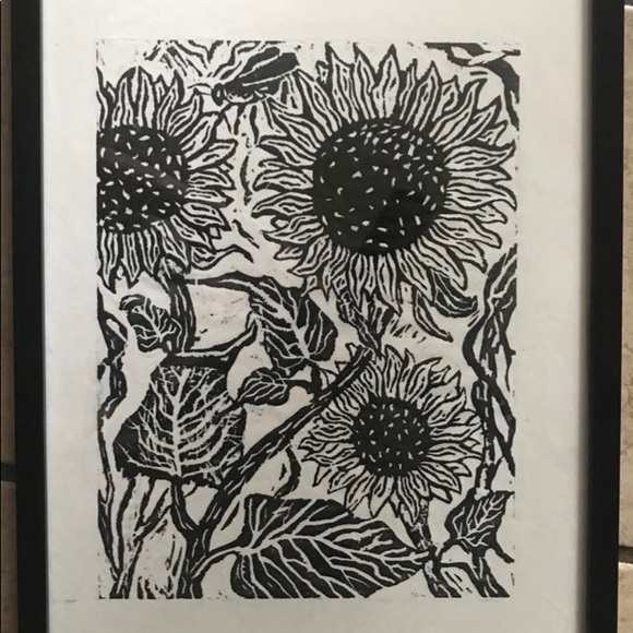 Handmade wood prints 9x12 drawing on 12x18 paper. - Picture 2 of 4